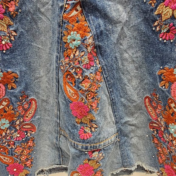Gordon James Floral Flower Embroidered Jean Skirt 11\12 Teen Young - Picture 2 of 15